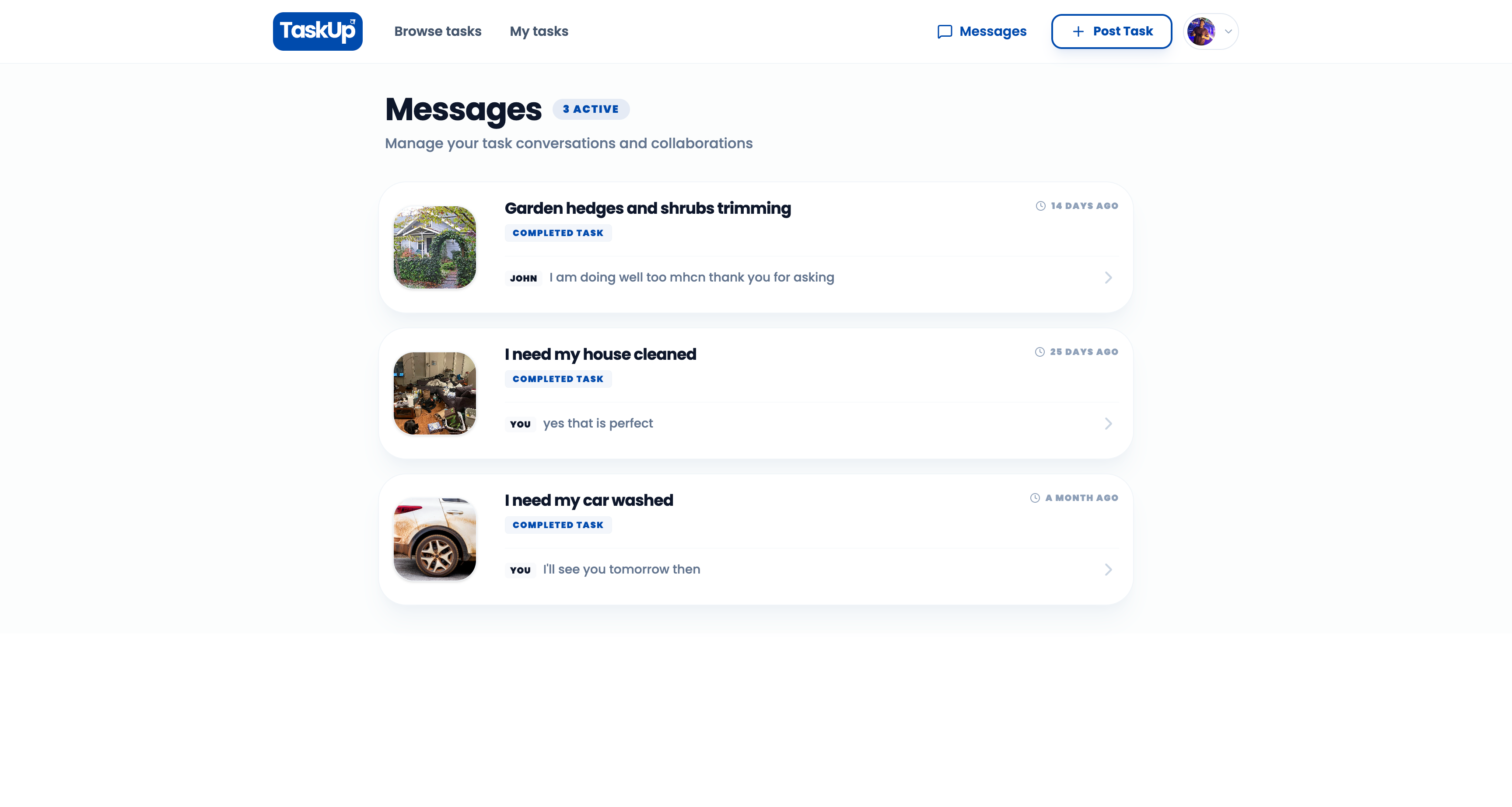 TaskUp Messages