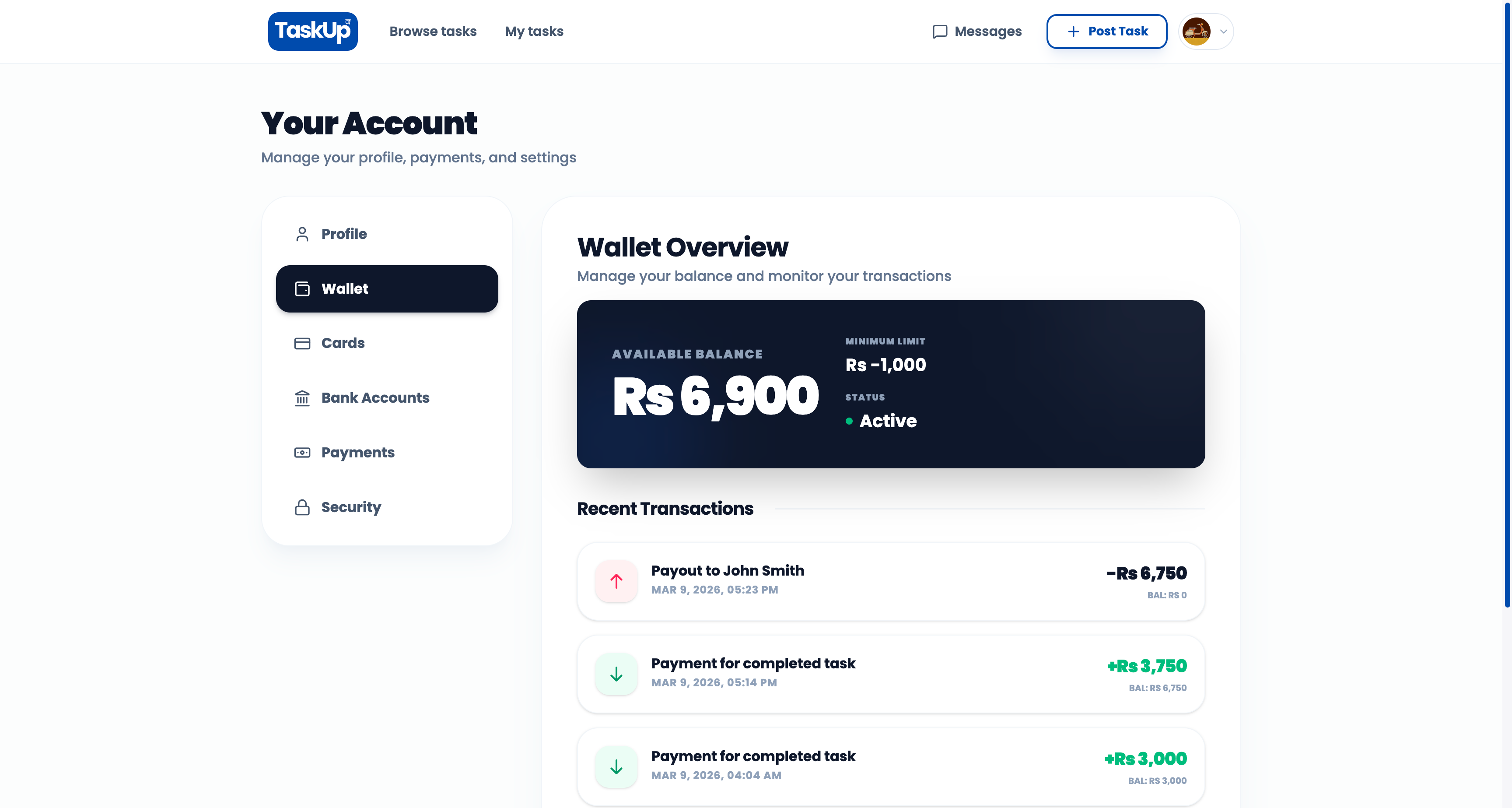 TaskUp Wallet